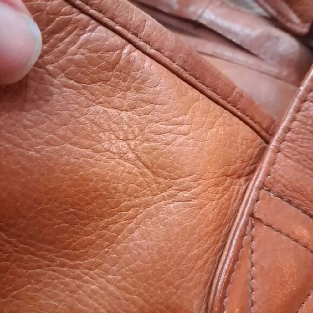 EKA Leather Briefcase Crossbody Laptop Document‎ Case camel brown tan Vintage